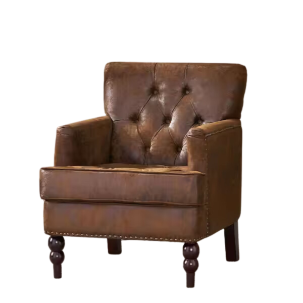 Noble House Malone Beige Microfiber Club Chair With Nailhead Trim For Cheap