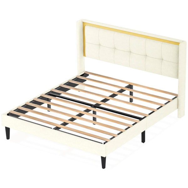 Dolonm Queen Size Velvet Fabric Platform Bed with Upholstered Headboard Cheap