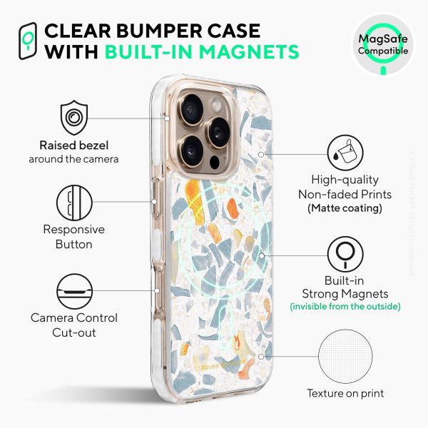 Terrazzo Grey - iPhone 16 Pro Max Clear Bumper MagSafe Case on Sale - Image 4