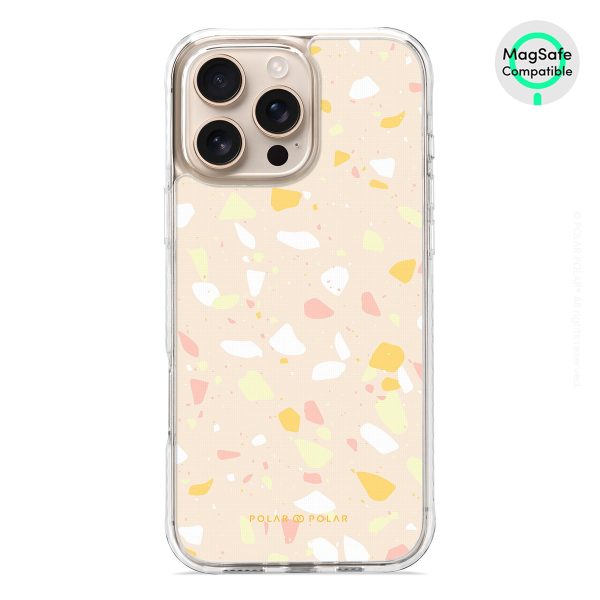 Beige Terrazzo - iPhone 16 Pro Max Clear Bumper MagSafe Case Cheap