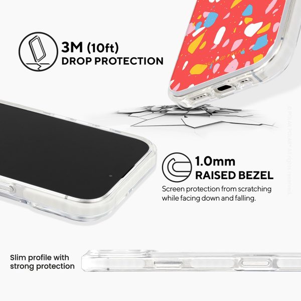 Living Coral Terrazzo - iPhone 16 Pro Clear Bumper MagSafe Case Cheap - Image 5
